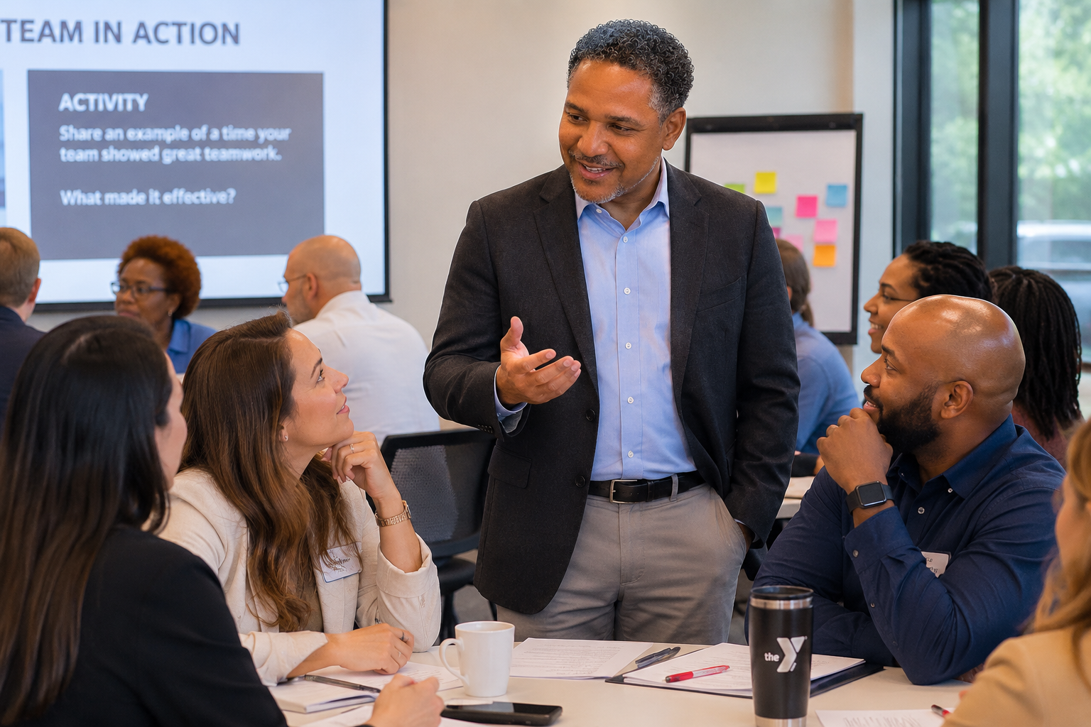 Tirso McCoy facilitating a team development session in action