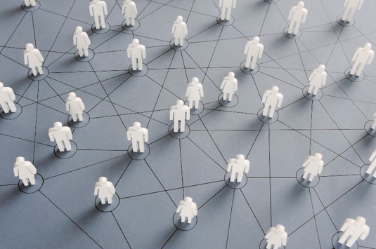 Connected people representing knowledge and organizational networks